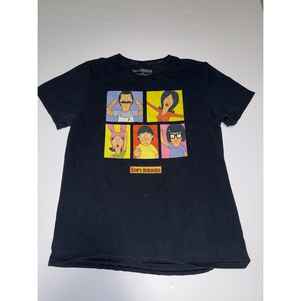 Bob's Burgers Men Large T-Shirt Family Black Graphic Cartoon TV Show 100% Cotton